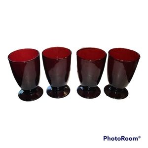 Ruby Red Anchor Hocking Water Goblets